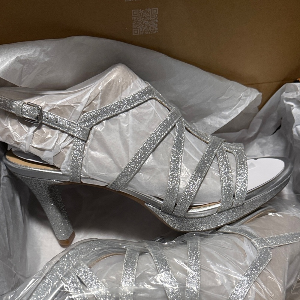 Elegant Silver Strappy Women's Heels